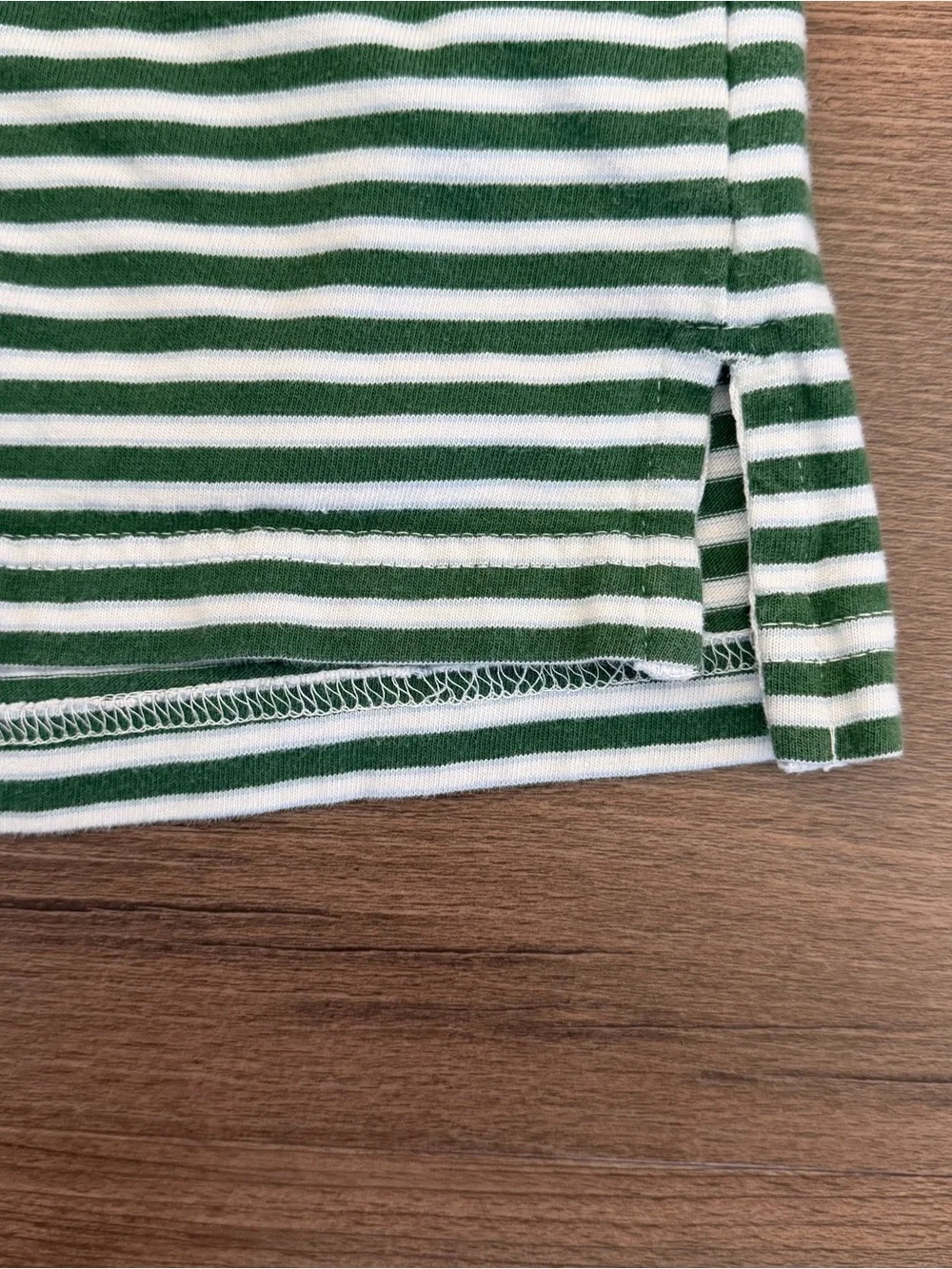 Y2K Old Navy Youth Short Sleeve Green & White Striped Polo Tee Size Small